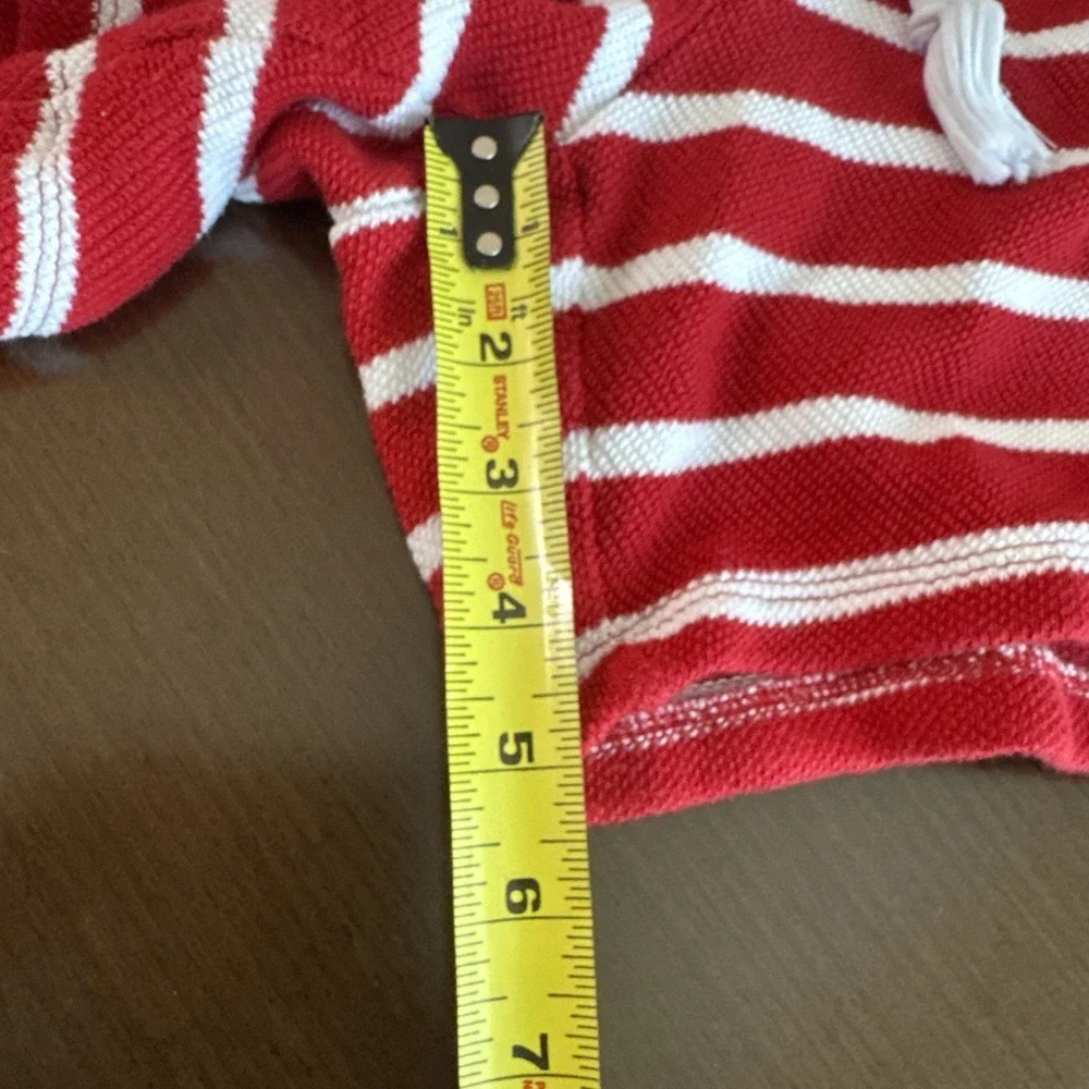 Talbots Beach Terry Shorts Luna Red White Stripe Drawstring Women Size M
